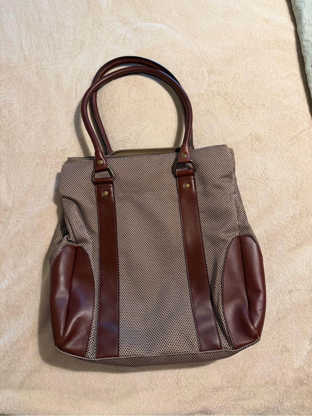 L.L.Bean Brown Leather-Trim Men’s Tote Bag